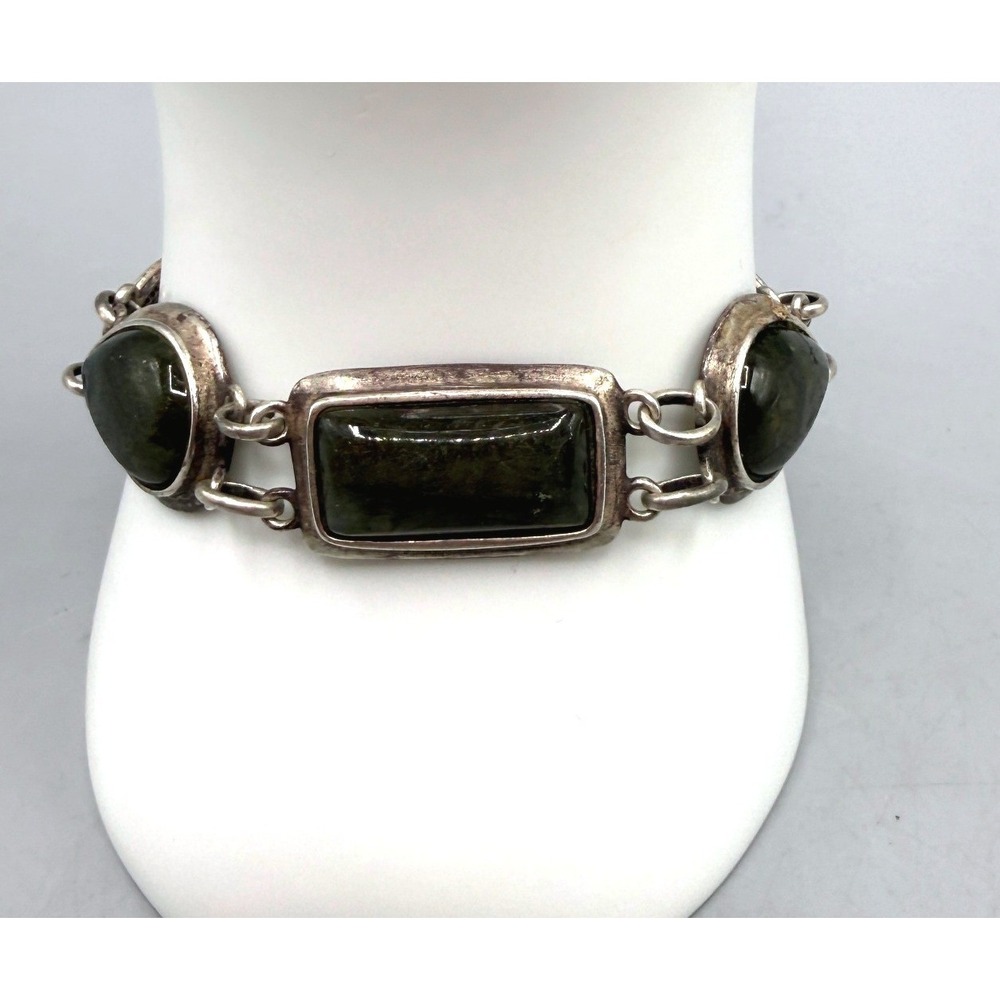 WK Whitney Kelly 925 Silver Labradorite Multi Shape Link Toggle Bracelet 23.6g
